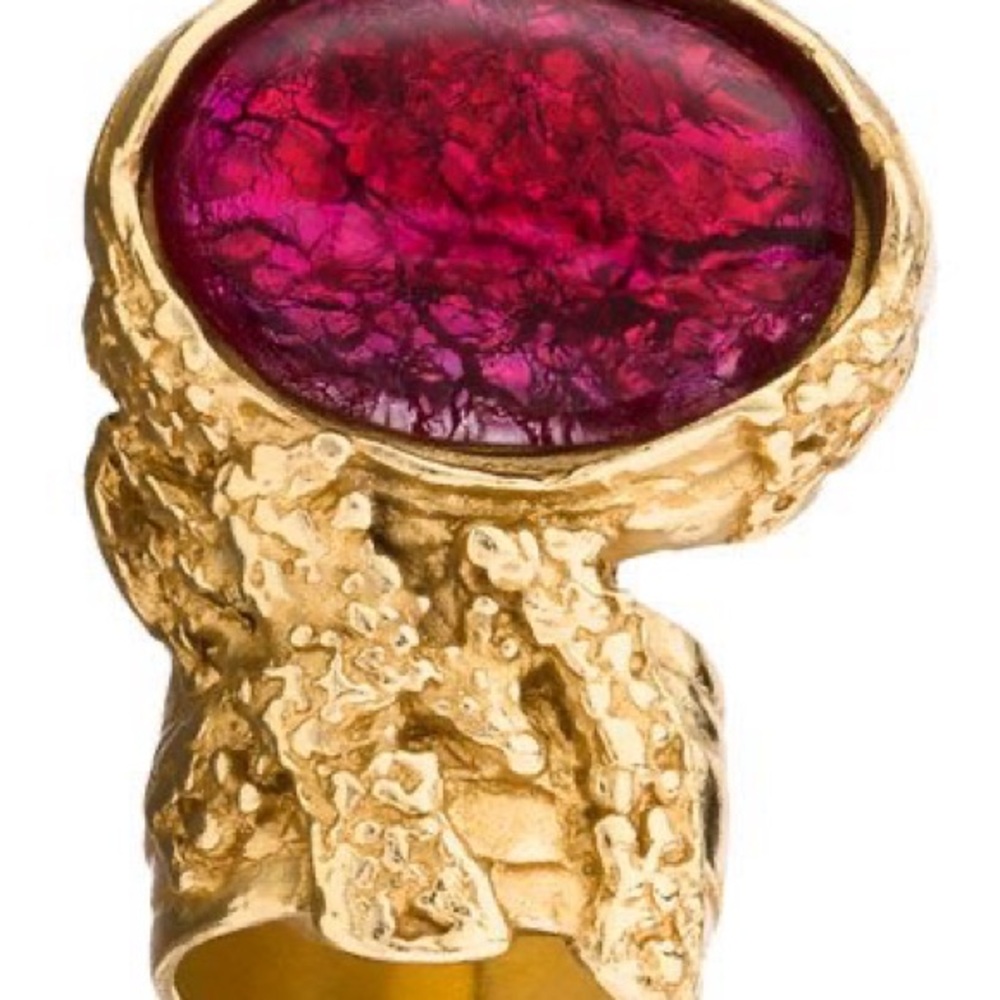 Yves Saint Laurent limited edition cocktail large Gold Ring size 6